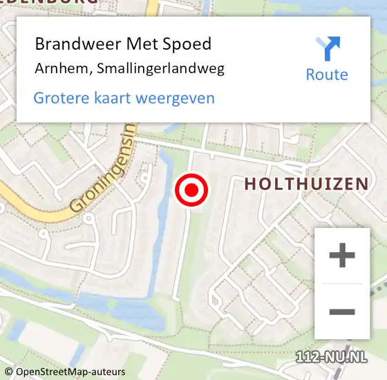 Locatie op kaart van de 112 melding: Brandweer Met Spoed Naar Arnhem, Smallingerlandweg op 1 januari 2025 00:53