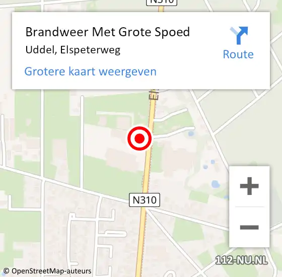 Locatie op kaart van de 112 melding: Brandweer Met Grote Spoed Naar Uddel, Elspeterweg op 1 januari 2025 00:56