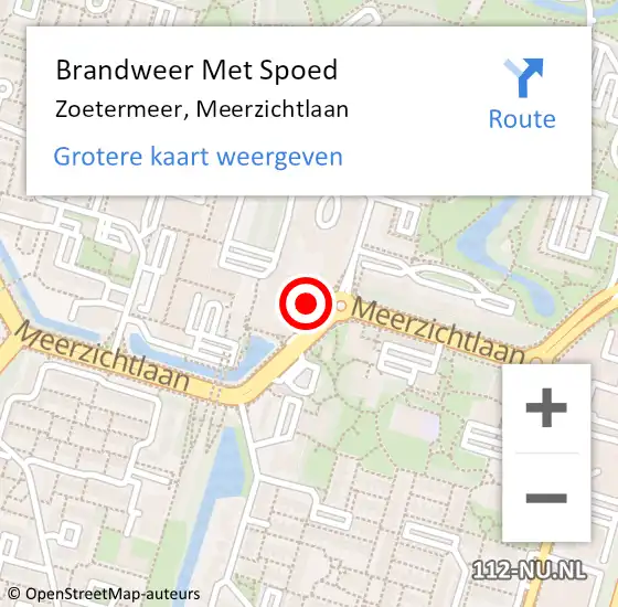 Locatie op kaart van de 112 melding: Brandweer Met Spoed Naar Zoetermeer, Meerzichtlaan op 1 januari 2025 00:57