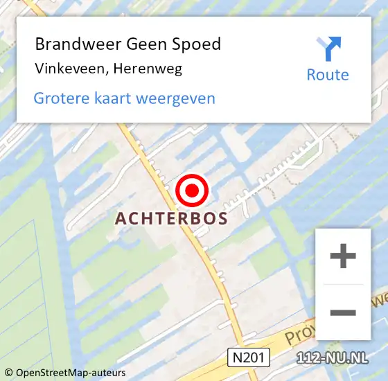 Locatie op kaart van de 112 melding: Brandweer Geen Spoed Naar Vinkeveen, Herenweg op 1 januari 2025 01:00