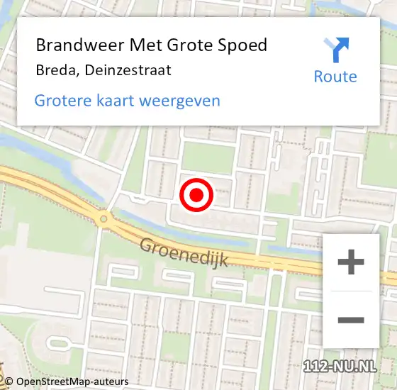 Locatie op kaart van de 112 melding: Brandweer Met Grote Spoed Naar Breda, Deinzestraat op 1 januari 2025 01:01