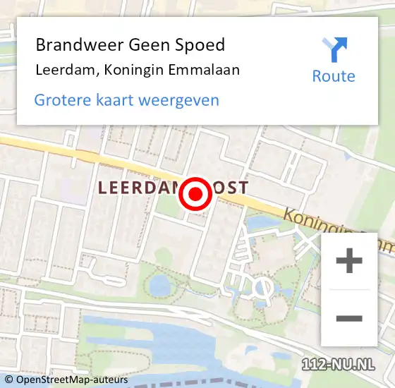 Locatie op kaart van de 112 melding: Brandweer Geen Spoed Naar Leerdam, Koningin Emmalaan op 1 januari 2025 01:03