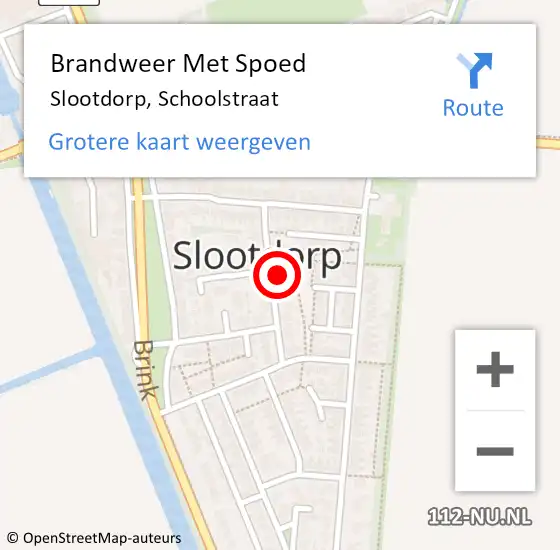 Locatie op kaart van de 112 melding: Brandweer Met Spoed Naar Slootdorp, Schoolstraat op 1 januari 2025 01:03