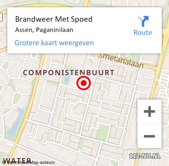 Locatie op kaart van de 112 melding: Brandweer Met Spoed Naar Assen, Paganinilaan op 1 januari 2025 01:05