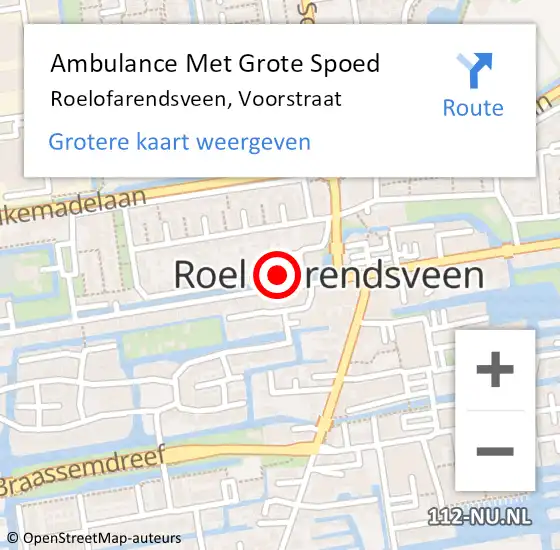 Locatie op kaart van de 112 melding: Ambulance Met Grote Spoed Naar Roelofarendsveen, Voorstraat op 1 november 2014 11:14