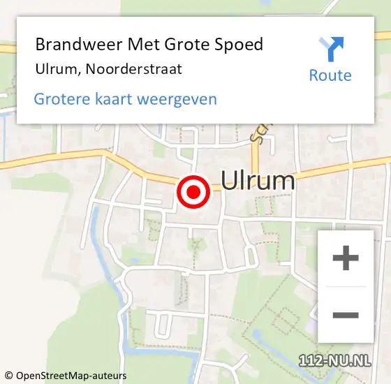 Locatie op kaart van de 112 melding: Brandweer Met Grote Spoed Naar Ulrum, Noorderstraat op 1 januari 2025 01:07
