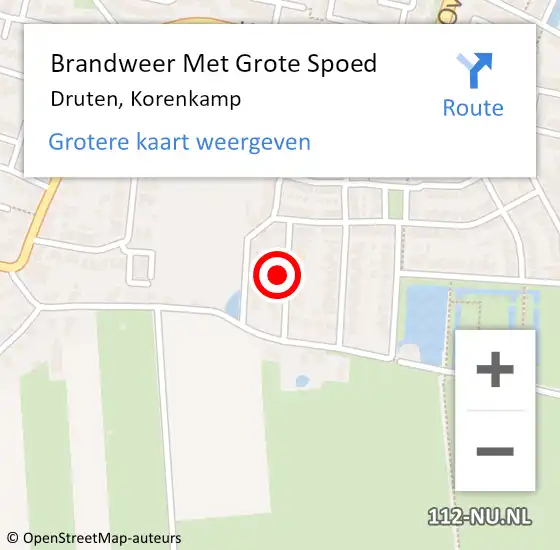 Locatie op kaart van de 112 melding: Brandweer Met Grote Spoed Naar Druten, Korenkamp op 1 januari 2025 01:08