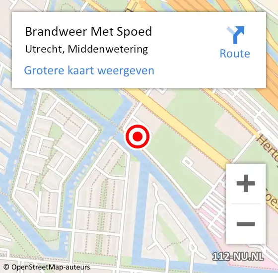 Locatie op kaart van de 112 melding: Brandweer Met Spoed Naar Utrecht, Middenwetering op 1 januari 2025 01:10