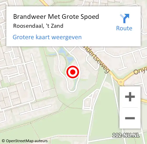 Locatie op kaart van de 112 melding: Brandweer Met Grote Spoed Naar Roosendaal, 't Zand op 1 januari 2025 01:14