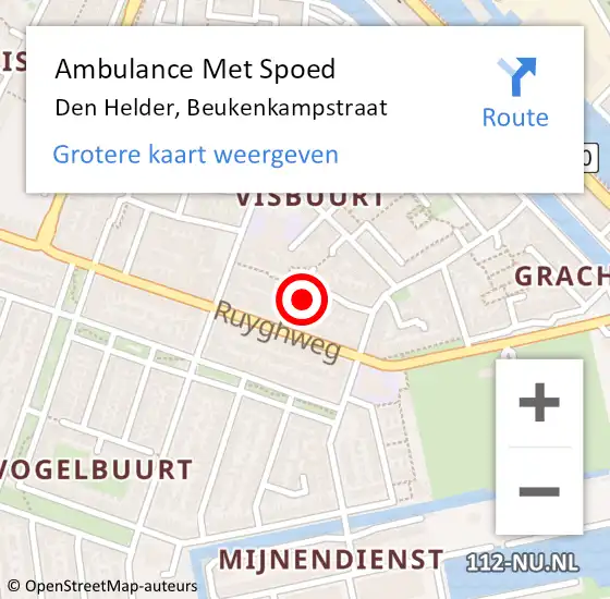 Locatie op kaart van de 112 melding: Ambulance Met Spoed Naar Den Helder, Beukenkampstraat op 1 januari 2025 01:15