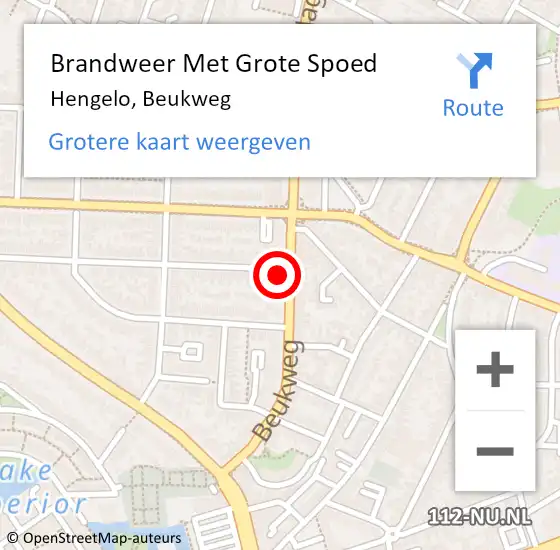 Locatie op kaart van de 112 melding: Brandweer Met Grote Spoed Naar Hengelo, Beukweg op 1 januari 2025 01:18