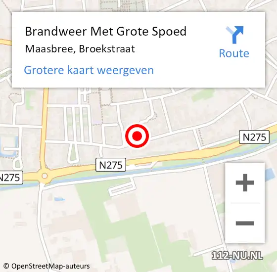 Locatie op kaart van de 112 melding: Brandweer Met Grote Spoed Naar Maasbree, Broekstraat op 1 januari 2025 01:18