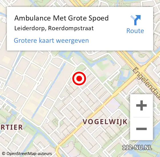 Locatie op kaart van de 112 melding: Ambulance Met Grote Spoed Naar Leiderdorp, Roerdompstraat op 1 januari 2025 01:20