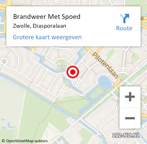 Locatie op kaart van de 112 melding: Brandweer Met Spoed Naar Zwolle, Diasporalaan op 1 januari 2025 01:20