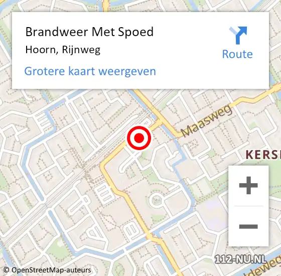 Locatie op kaart van de 112 melding: Brandweer Met Spoed Naar Hoorn, Rijnweg op 1 januari 2025 01:21