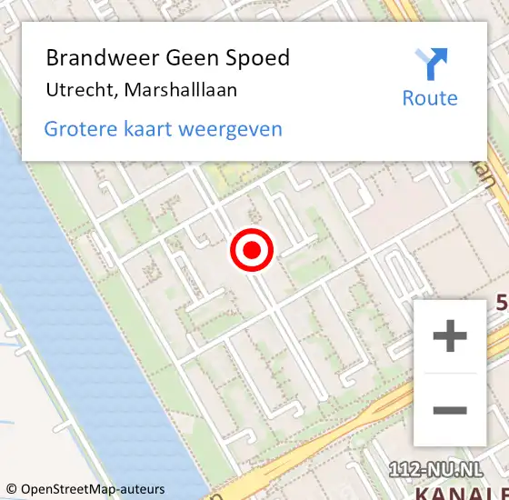 Locatie op kaart van de 112 melding: Brandweer Geen Spoed Naar Utrecht, Marshalllaan op 1 januari 2025 01:21