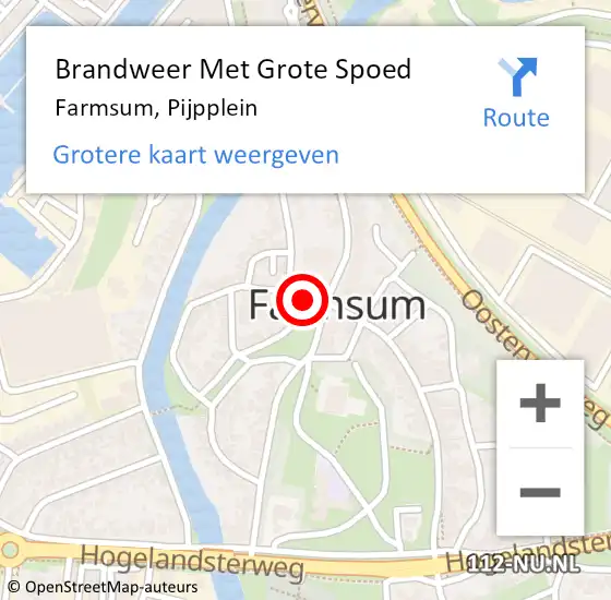 Locatie op kaart van de 112 melding: Brandweer Met Grote Spoed Naar Farmsum, Pijpplein op 1 januari 2025 01:21