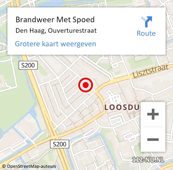 Locatie op kaart van de 112 melding: Brandweer Met Spoed Naar Den Haag, Ouverturestraat op 1 januari 2025 01:23