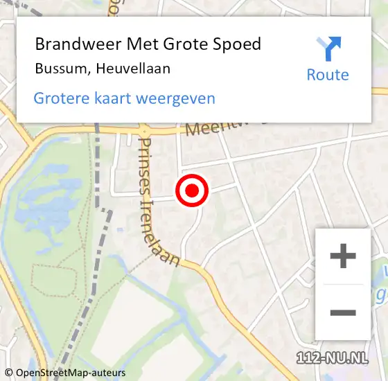 Locatie op kaart van de 112 melding: Brandweer Met Grote Spoed Naar Bussum, Heuvellaan op 1 januari 2025 01:24