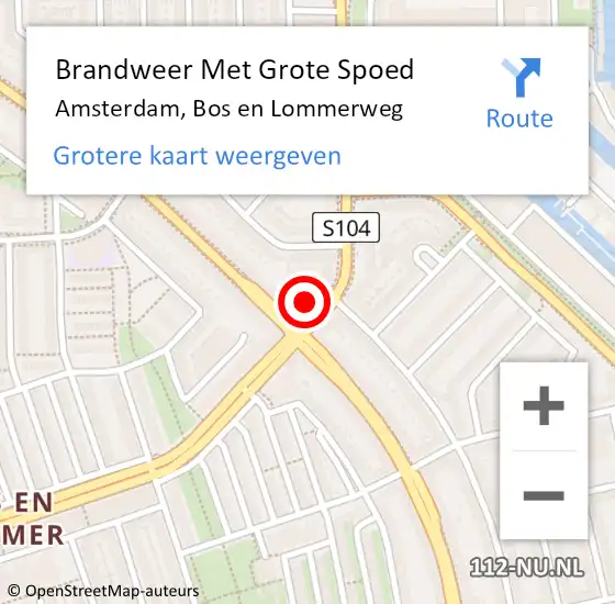 Locatie op kaart van de 112 melding: Brandweer Met Grote Spoed Naar Amsterdam, Bos en Lommerweg op 1 januari 2025 01:27