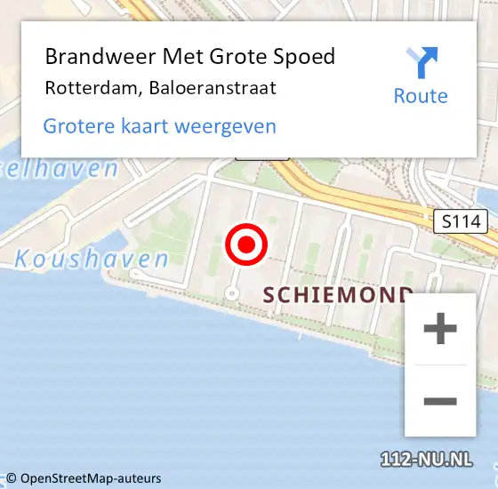 Locatie op kaart van de 112 melding: Brandweer Met Grote Spoed Naar Rotterdam, Baloeranstraat op 1 januari 2025 01:29