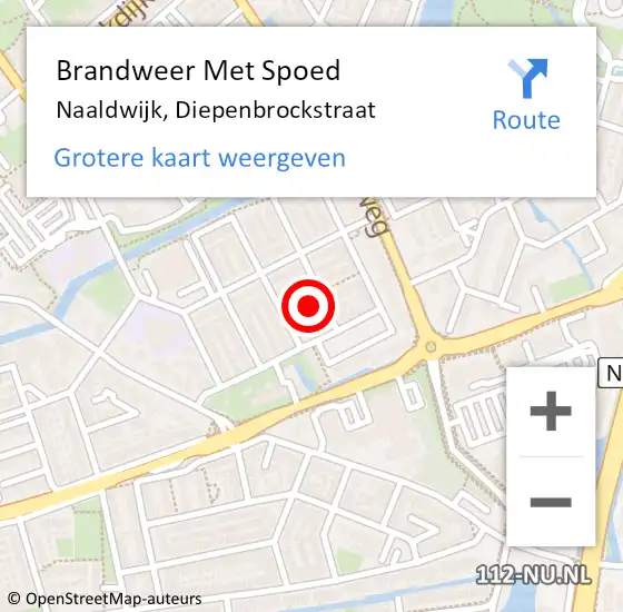 Locatie op kaart van de 112 melding: Brandweer Met Spoed Naar Naaldwijk, Diepenbrockstraat op 1 januari 2025 01:32