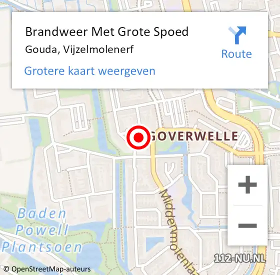 Locatie op kaart van de 112 melding: Brandweer Met Grote Spoed Naar Gouda, Vijzelmolenerf op 1 januari 2025 01:32