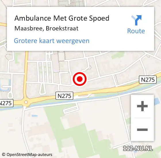 Locatie op kaart van de 112 melding: Ambulance Met Grote Spoed Naar Maasbree, Broekstraat op 1 januari 2025 01:32