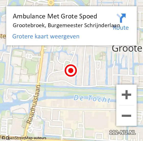 Locatie op kaart van de 112 melding: Ambulance Met Grote Spoed Naar Grootebroek, Burgemeester Schrijnderlaan op 1 januari 2025 01:33