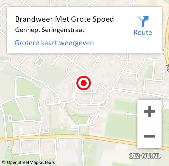 Locatie op kaart van de 112 melding: Brandweer Met Grote Spoed Naar Gennep, Seringenstraat op 1 januari 2025 01:34