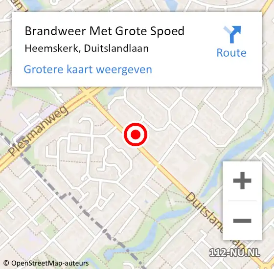 Locatie op kaart van de 112 melding: Brandweer Met Grote Spoed Naar Heemskerk, Duitslandlaan op 1 januari 2025 01:35