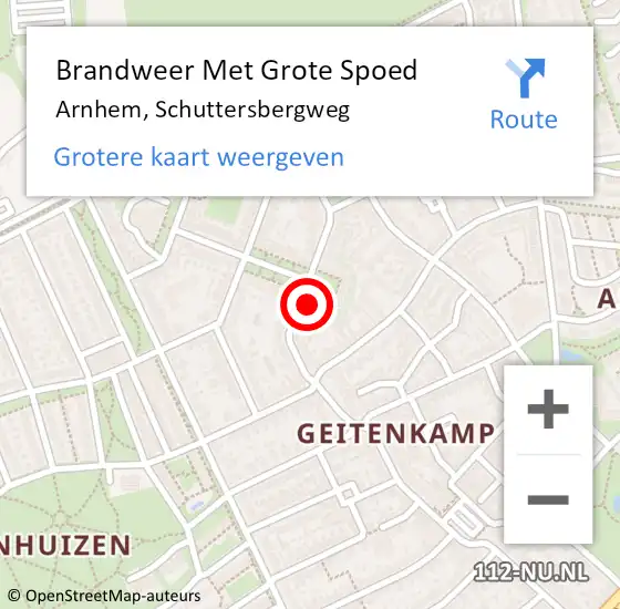 Locatie op kaart van de 112 melding: Brandweer Met Grote Spoed Naar Arnhem, Schuttersbergweg op 1 januari 2025 01:36