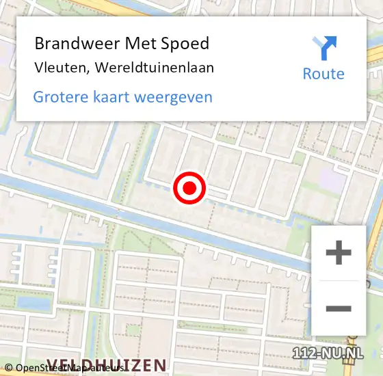 Locatie op kaart van de 112 melding: Brandweer Met Spoed Naar Vleuten, Wereldtuinenlaan op 1 januari 2025 01:38