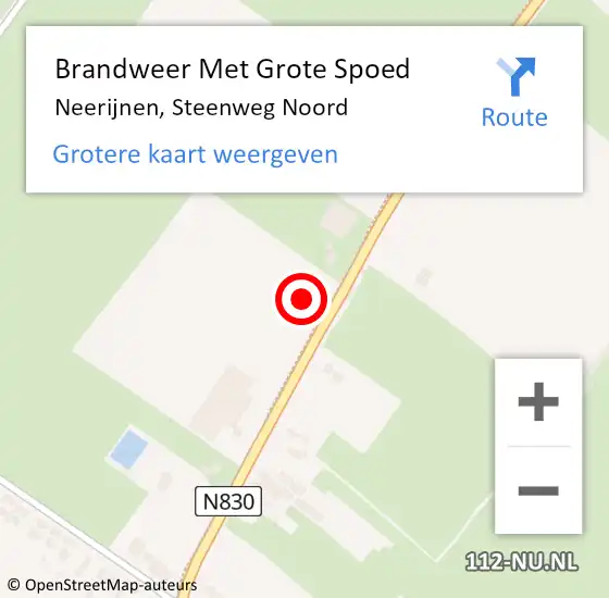 Locatie op kaart van de 112 melding: Brandweer Met Grote Spoed Naar Neerijnen, Steenweg Noord op 1 januari 2025 01:41