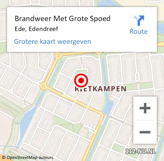 Locatie op kaart van de 112 melding: Brandweer Met Grote Spoed Naar Ede, Edendreef op 1 januari 2025 01:41