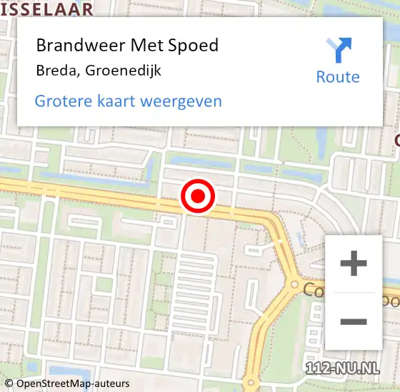 Locatie op kaart van de 112 melding: Brandweer Met Spoed Naar Breda, Groenedijk op 1 januari 2025 01:42