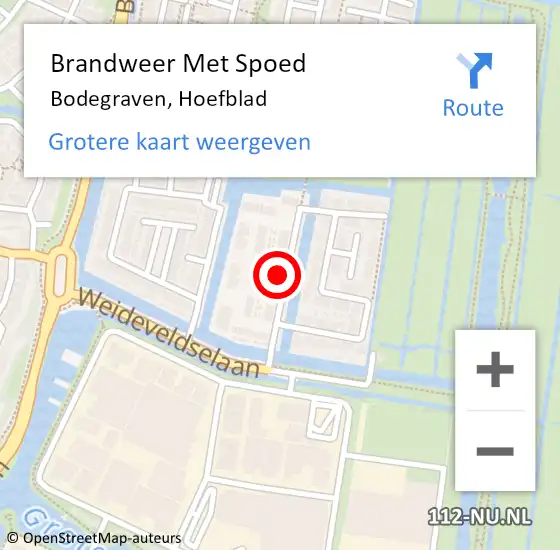 Locatie op kaart van de 112 melding: Brandweer Met Spoed Naar Bodegraven, Hoefblad op 1 januari 2025 01:45