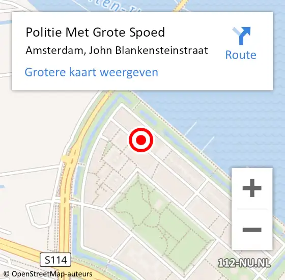 Locatie op kaart van de 112 melding: Politie Met Grote Spoed Naar Amsterdam, John Blankensteinstraat op 1 januari 2025 01:46