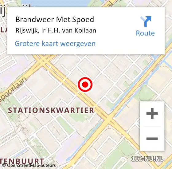 Locatie op kaart van de 112 melding: Brandweer Met Spoed Naar Rijswijk, Ir H.H. van Kollaan op 1 januari 2025 01:47