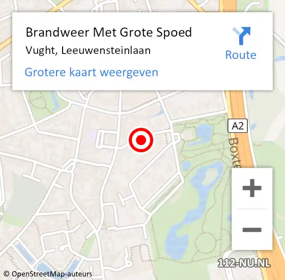 Locatie op kaart van de 112 melding: Brandweer Met Grote Spoed Naar Vught, Leeuwensteinlaan op 1 januari 2025 01:47