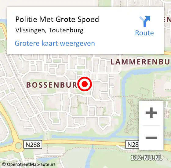 Locatie op kaart van de 112 melding: Politie Met Grote Spoed Naar Vlissingen, Toutenburg op 1 januari 2025 01:48