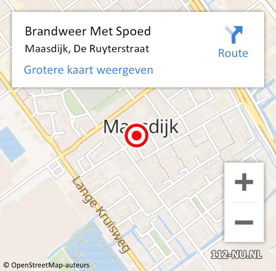 Locatie op kaart van de 112 melding: Brandweer Met Spoed Naar Maasdijk, De Ruyterstraat op 1 januari 2025 01:48