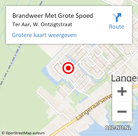 Locatie op kaart van de 112 melding: Brandweer Met Grote Spoed Naar Ter Aar, W. Ontzigtstraat op 1 januari 2025 01:49