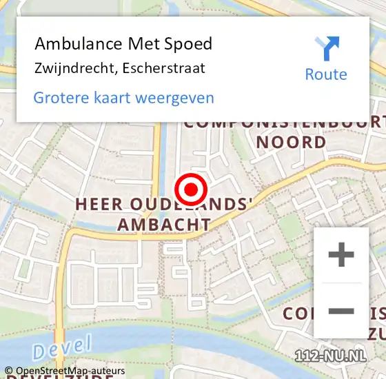 Locatie op kaart van de 112 melding: Ambulance Met Spoed Naar Zwijndrecht, Escherstraat op 1 januari 2025 01:50