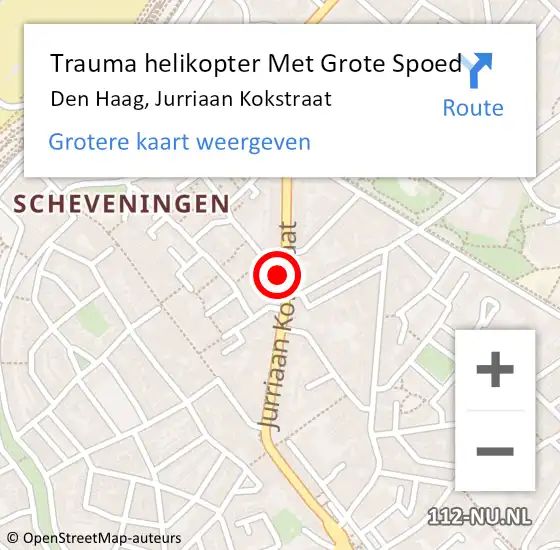 Locatie op kaart van de 112 melding: Trauma helikopter Met Grote Spoed Naar Den Haag, Jurriaan Kokstraat op 1 januari 2025 01:51