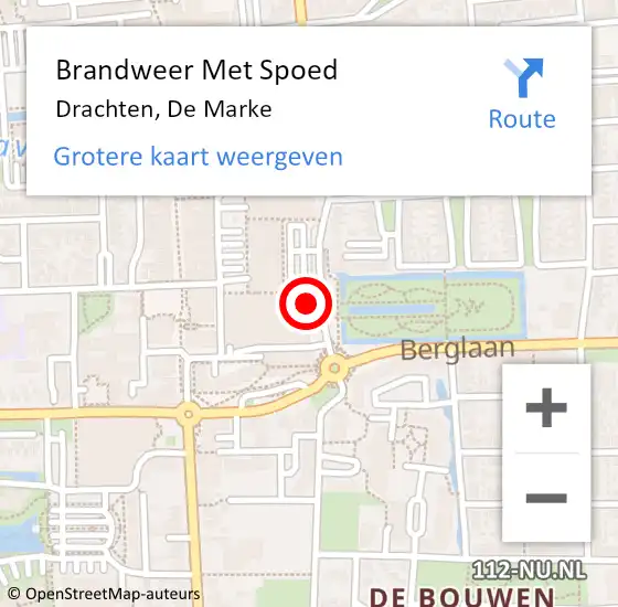 Locatie op kaart van de 112 melding: Brandweer Met Spoed Naar Drachten, De Marke op 1 januari 2025 01:54