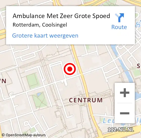 Locatie op kaart van de 112 melding: Ambulance Met Zeer Grote Spoed Naar Rotterdam, Coolsingel op 1 januari 2025 01:54