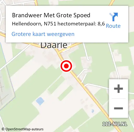 Locatie op kaart van de 112 melding: Brandweer Met Grote Spoed Naar Hellendoorn, N751 hectometerpaal: 8,6 op 1 januari 2025 01:55