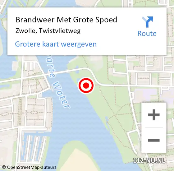 Locatie op kaart van de 112 melding: Brandweer Met Grote Spoed Naar Zwolle, Twistvlietweg op 1 januari 2025 01:58