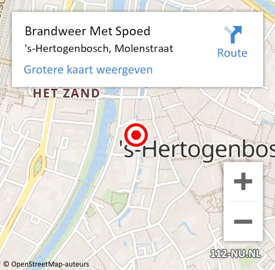 Locatie op kaart van de 112 melding: Brandweer Met Spoed Naar 's-Hertogenbosch, Molenstraat op 1 januari 2025 02:01